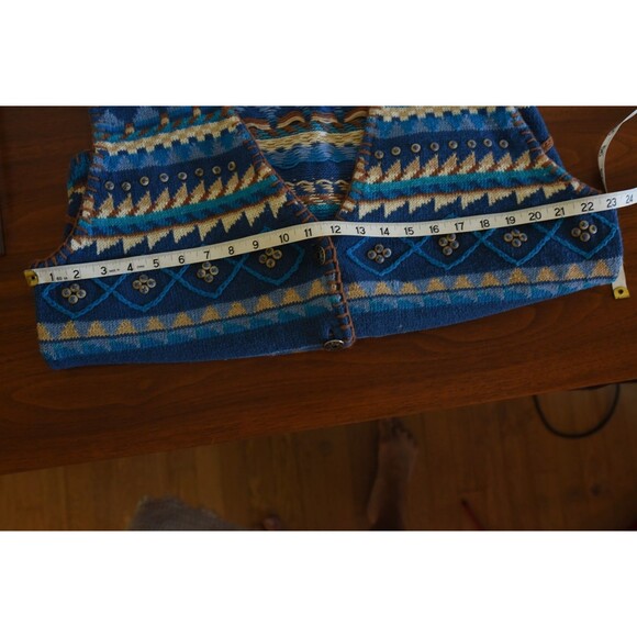 Segrets Sun Prints Orvis Vintage Beaded Sweater Vest Geometric  L Aztec western - Picture 6 of 11